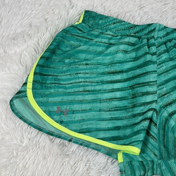 Under Armour Turquoise Green Striped Athletic Shorts - Picture 2 of 8